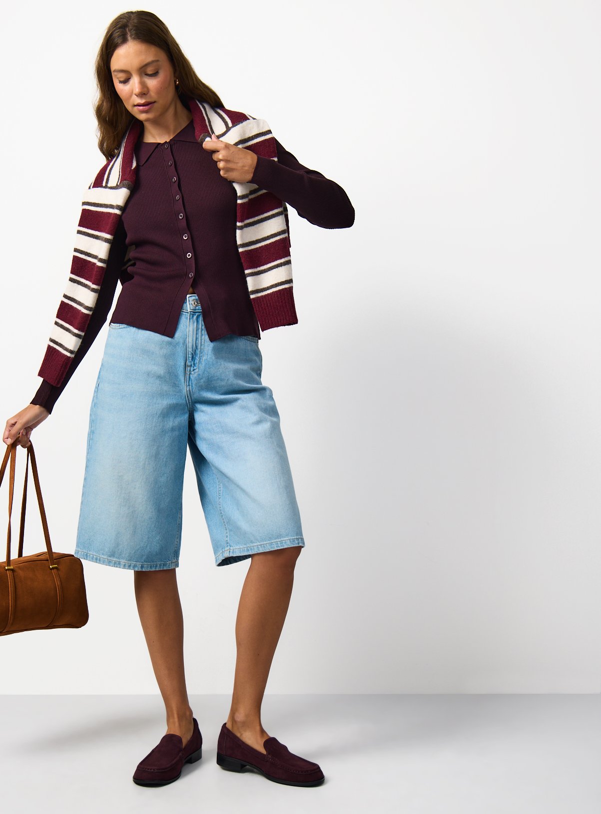 Dark Red Ribbed Button Through Cardigan 14 - Image 2 thumbnail